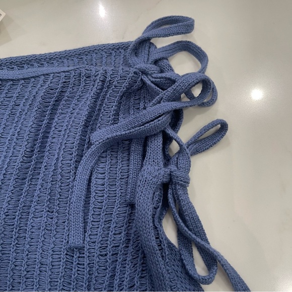 NWT Aerie Women’s Blue Knit Mesh Wrap Skirt/Cover-Up - Picture 7 of 11